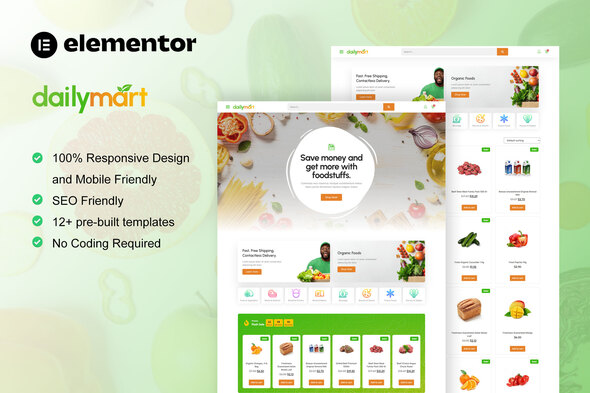 DailyMart - Lebensmittelgeschäft Elementor Template Kit